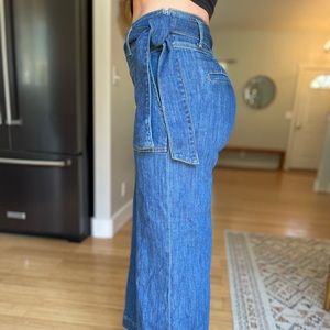 Anthropology wide leg crop, high belted waist. Size 28.